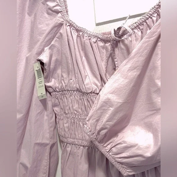 NWT Aritzia Wilfred Waters Poplin Jumpsuit Romper Smocked in Cloudy Lilac Medium - Picture 8 of 12